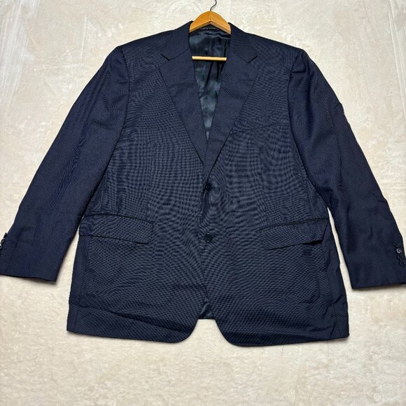 Canali Mens Blazer Size 56 Navy Blue Two Button Sport Coat Jacket Italy Wool - Picture 1 of 14